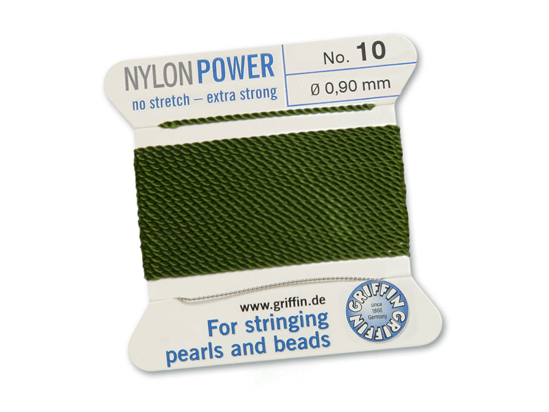 Griffin Nylon Power Beading Thread & Needle ~ Size 10 ~ Olive
