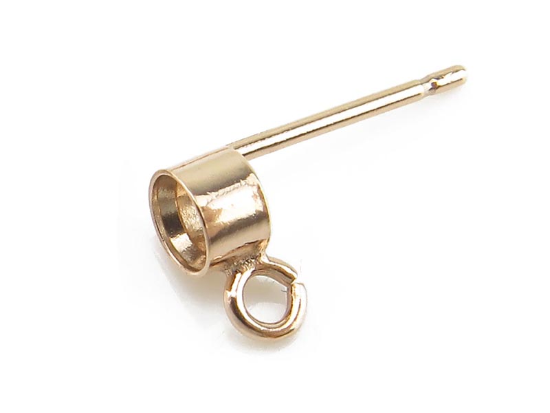 Gold Filled Tube Bezel Setting with Ring Ear Post 3mm