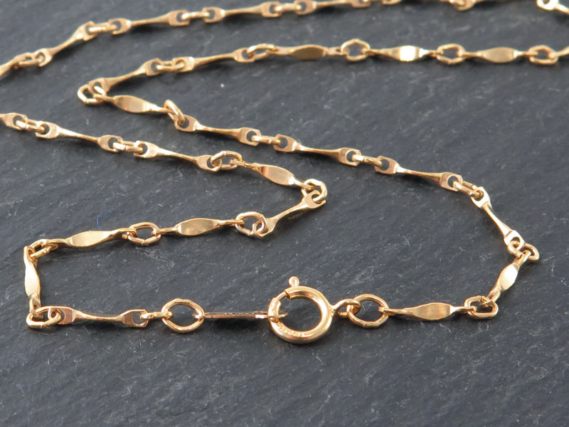 Gold Filled Twisted Bar Chain Necklace with Spring Clasp ~ 20''