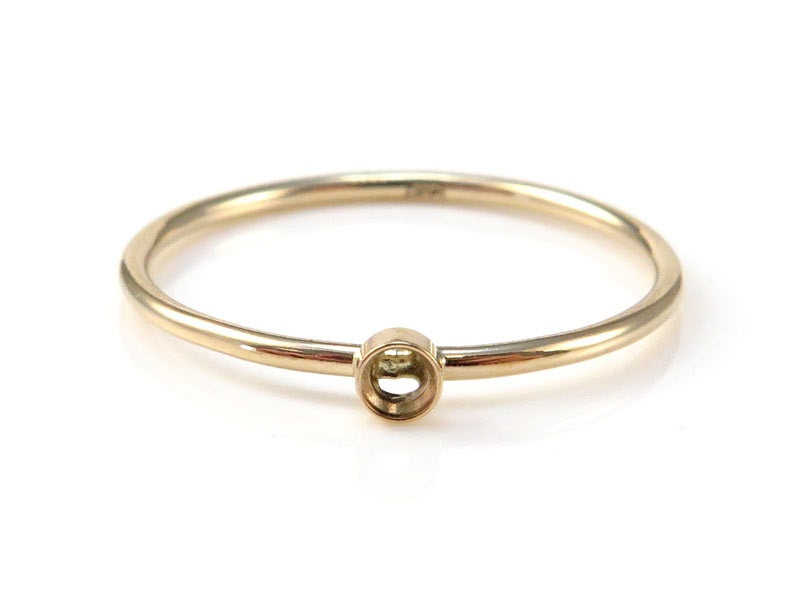 14K Gold Bezel Ring 2mm ~ Size N