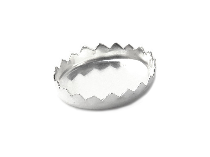 Sterling Silver Serrated Oval Bezel Cup Setting 10mm x 8mm