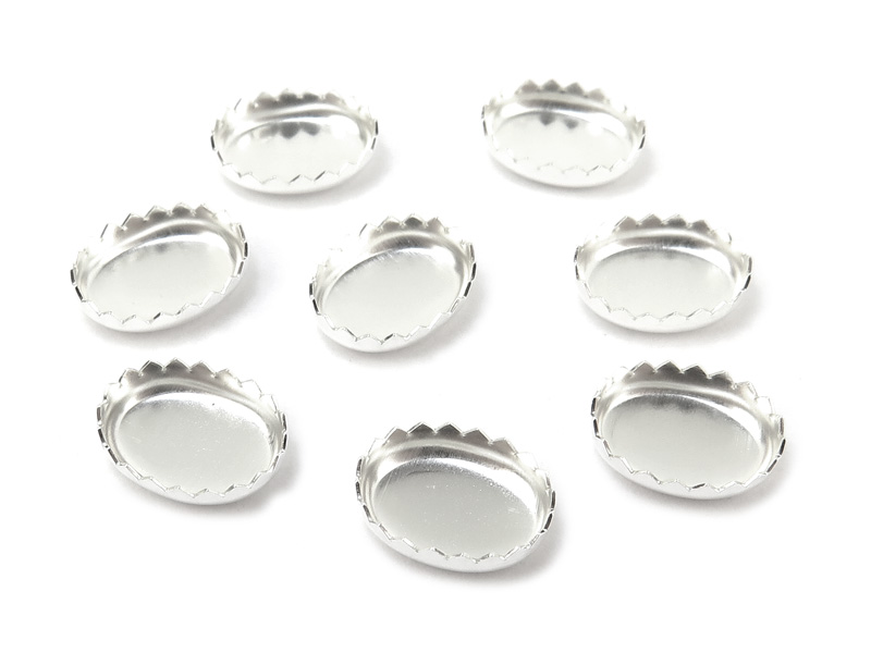 Sterling Silver Serrated Oval Bezel Cup Setting 8mm x 6mm