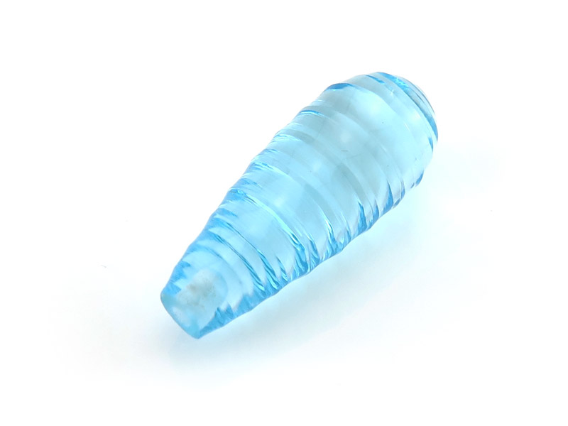 Swiss Blue Topaz Carved Drop ~ Half Drilled ~ 20mm