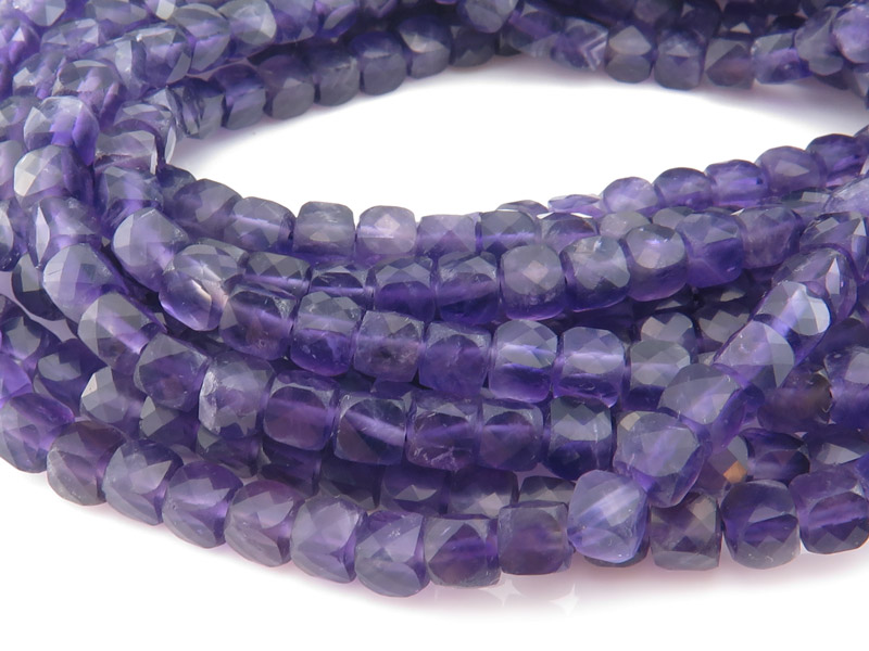 AA Amethyst Faceted Cube Beads 4.5mm ~ 12'' Strand