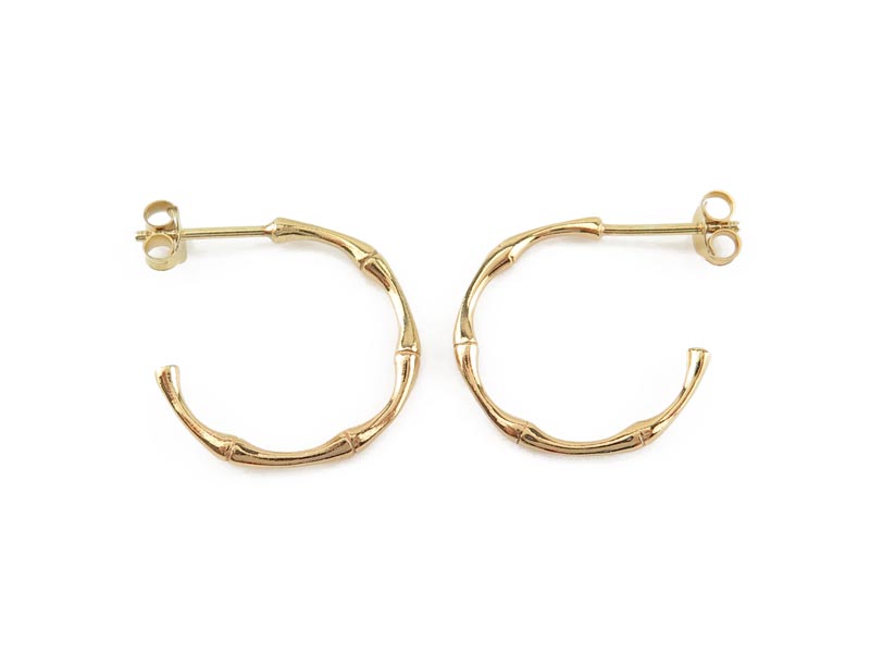 Gold Plated Sterling Silver Bamboo Ear Hoops  ~ PAIR