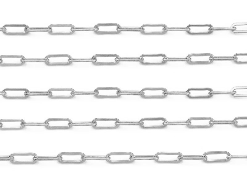 Sterling Silver Long Oval Cable Chain 6.5mm x 2.5mm  ~ by the Foot