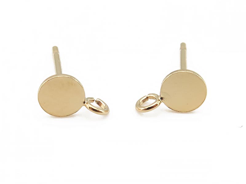 Gold Filled Disc Ear Post w/Ring 4mm ~ PAIR
