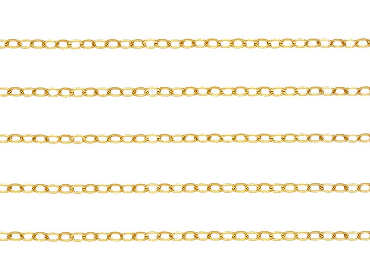 14K Gold Flat Cable Chain 2mm x 1.4mm ~ by the inch