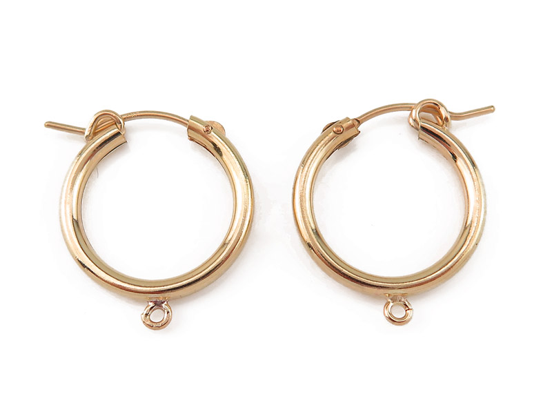 Gold Filled Hinged Earring Hoop with Loop 19mm x 2.25mm  ~ PAIR