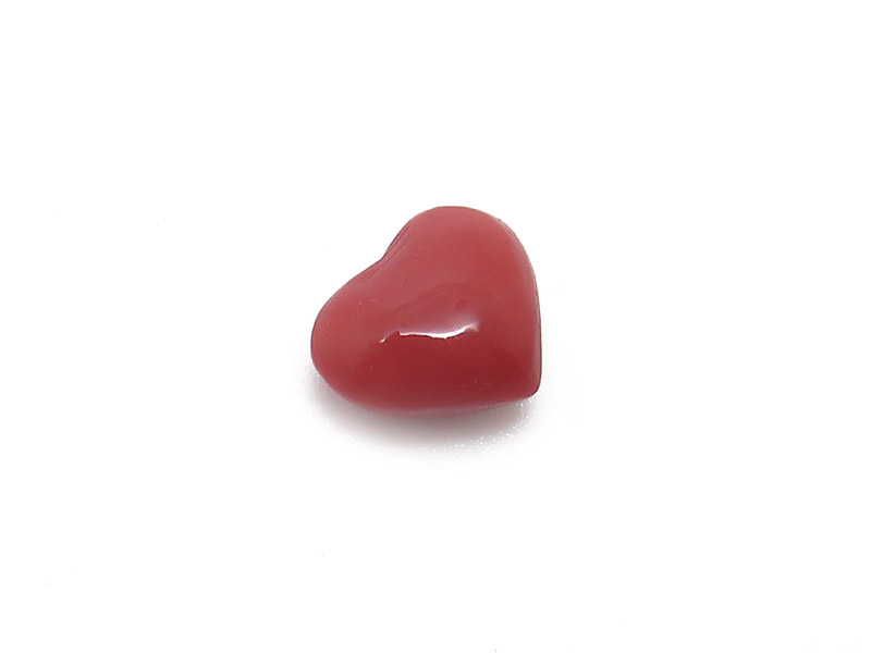 Red Coral Heart ~ Half Drilled ~ 8mm