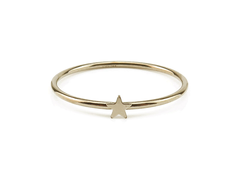 Gold Filled Stacking Ring with Star ~ Size L