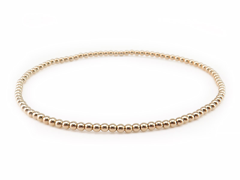 Gold Filled Bead (2mm) Stretchy Bracelet ~ 6.5''