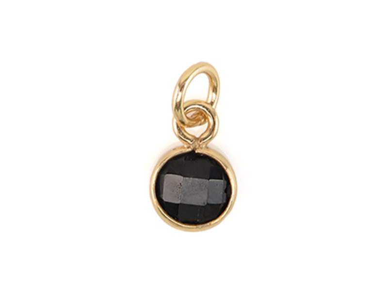 Gold Vermeil Black Onyx Round Charm 6mm