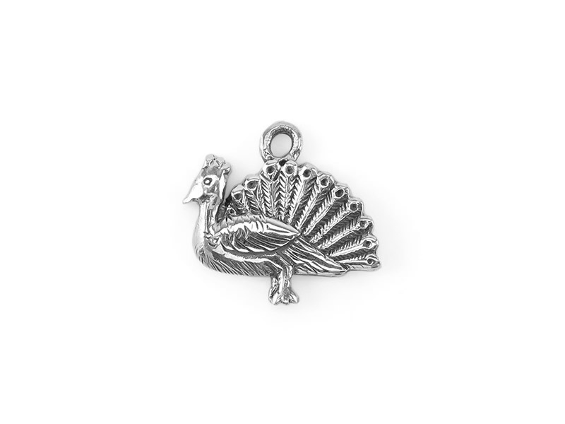 Sterling Silver Peacock Charm 11mm