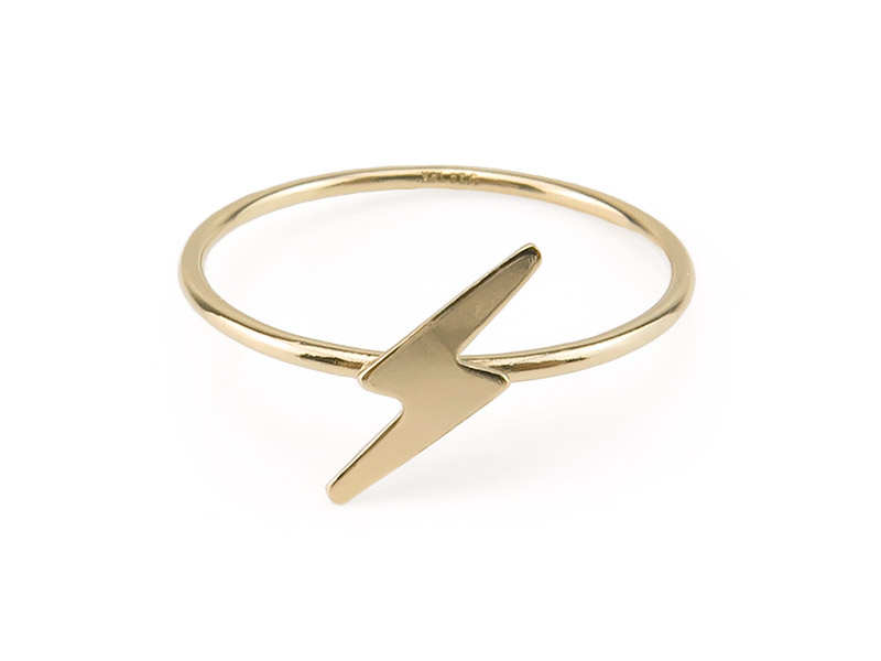 Gold Filled Stacking Ring with Lightning Bolt ~ Size P
