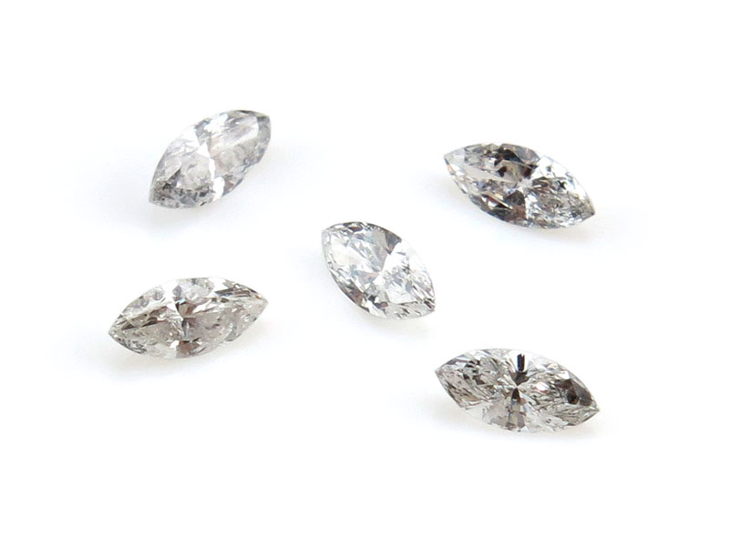 Salt and Pepper Diamond Faceted Marquise 4mm x 2mm