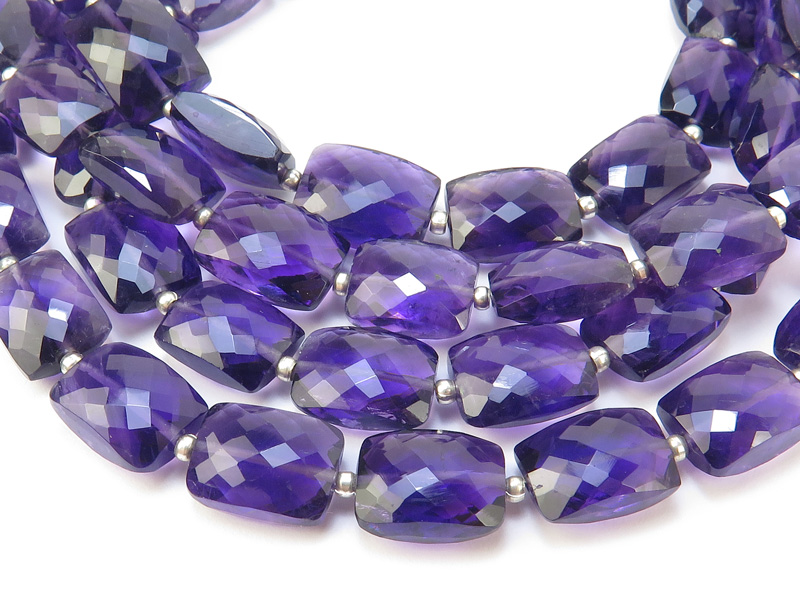 AA+ Amethyst Micro-Faceted Rectangle Beads 9-11mm ~ 8'' Strand
