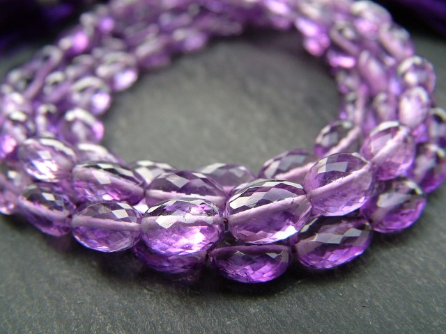 AAA Amethyst Micro-Faceted Oval Beads 8-10mm