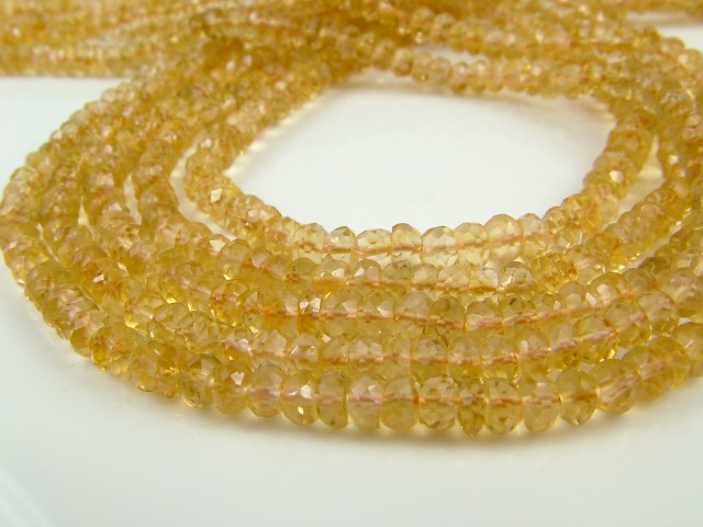AA Citrine Faceted Rondelles 4mm ~ 13'' Strand