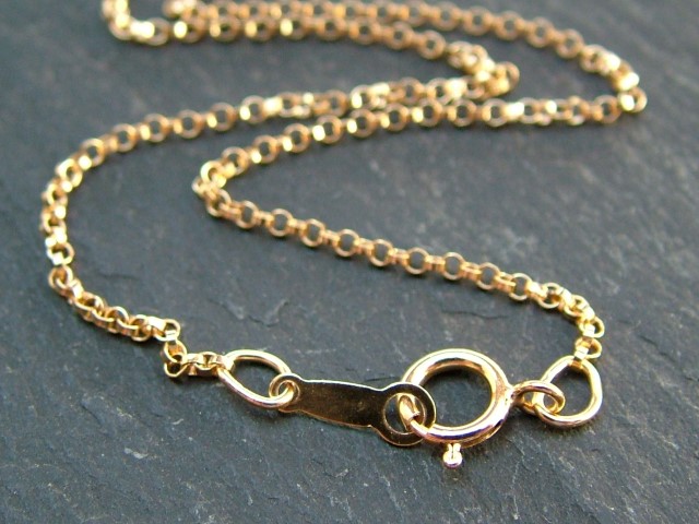 Gold Filled Rolo Chain Necklace with Spring Clasp ~ 16''