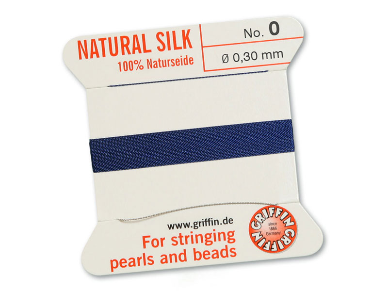 Griffin Silk Beading Thread & Needle ~ Size 0 ~ Dark Blue