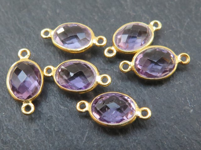 Gold Vermeil Amethyst Oval Connector 14mm