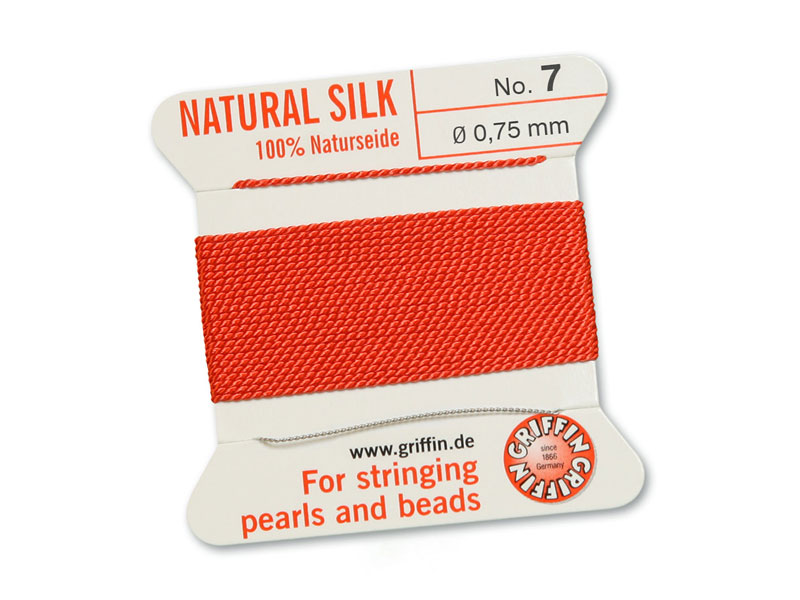 Griffin Silk Beading Thread & Needle ~ Size 7 ~ Coral