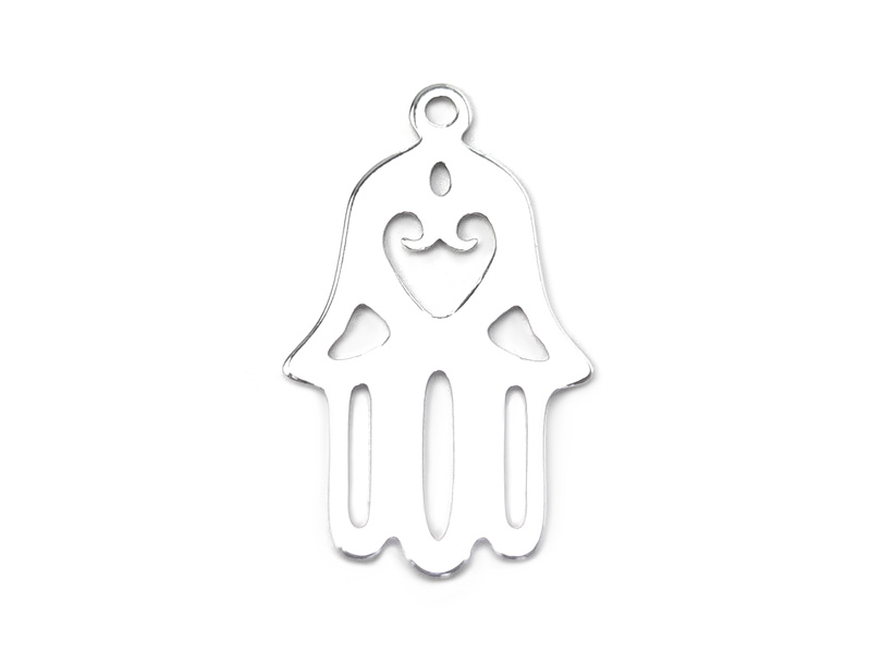 Sterling Silver Hamsa Hand Pendant 19mm