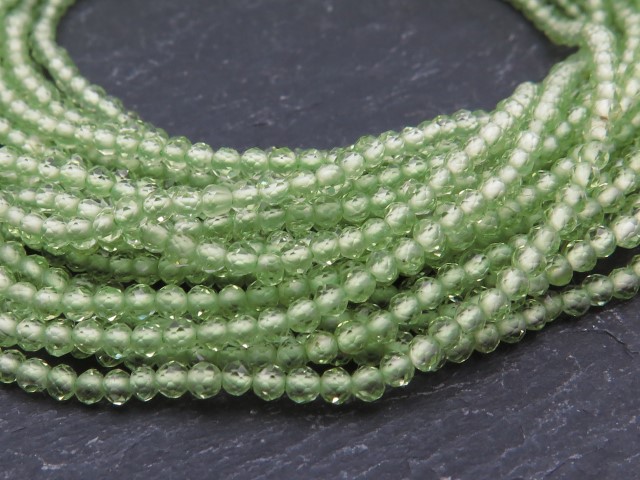 AAA Peridot Micro-Faceted Rondelles 2.5mm ~ 12.5'' Strand