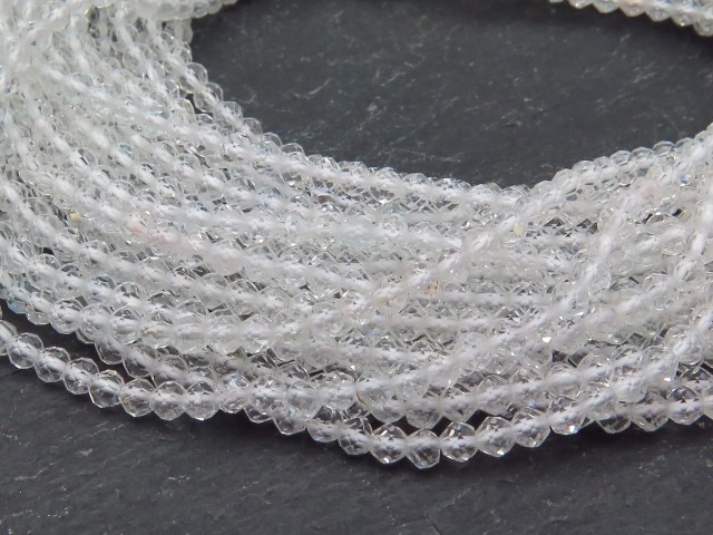 AA+ White Topaz Micro-Faceted Rondelles 2mm ~ 13'' Strand
