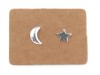 Sterling Silver Moon and Star Studs  ~ PAIR