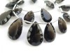 AAA Smoky Quartz Faceted Concave Pear Briolettes 13mm ~ 8'' Strand