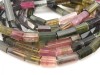 AA Multi Tourmaline Faceted Pipe Beads 7-12mm ~ 16'' Strand
