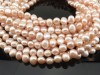 Freshwater Pearl Peach Cross Drilled Beads 7-8mm ~ 16'' Strand