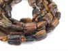 Tiger's Eye Smooth Carved Leaf Beads 19.5mm ~ 15.5'' Strand