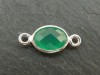 Sterling Silver Green Onyx Oval Connector 14mm