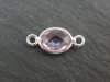 Sterling Silver Pink Amethyst Oval Connector 14mm