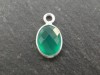 Sterling Silver Green Onyx Oval Charm 12mm ~ SECOND