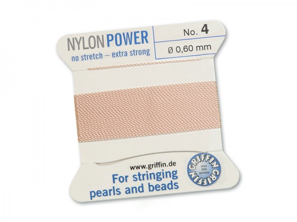 Griffin Nylon Power Beading Thread & Needle ~ Size 4 ~ Light Pink