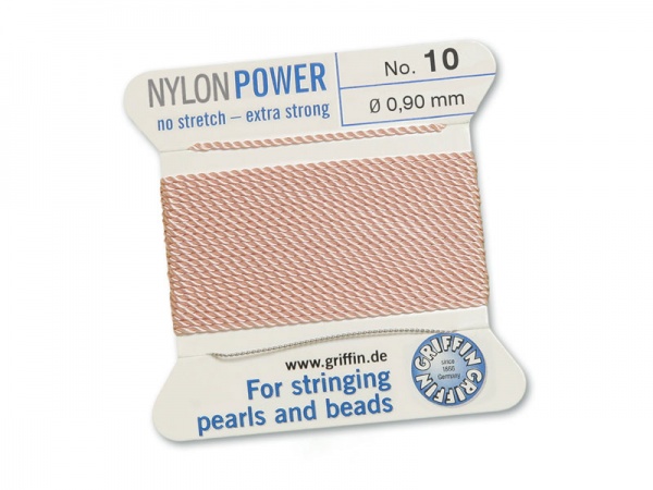Griffin Nylon Power Beading Thread & Needle ~ Size 10 ~ Light Pink