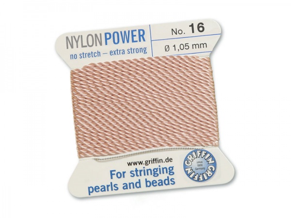 Griffin Nylon Power Beading Thread & Needle ~ Size 16 ~ Light Pink