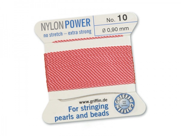 Griffin Nylon Power Beading Thread & Needle ~ Size 10 ~ Dark Pink