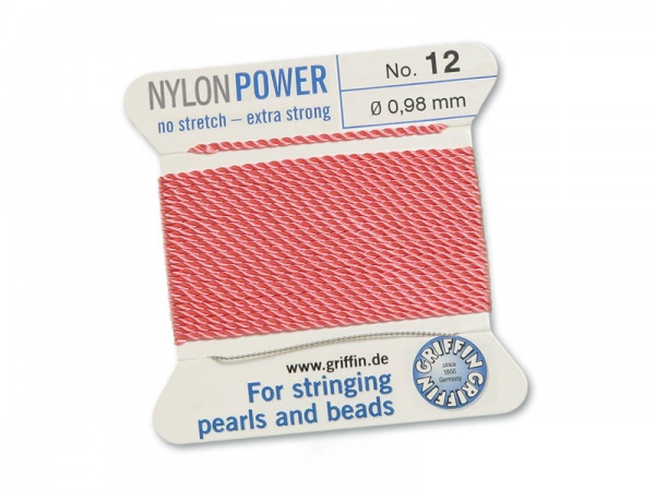 Griffin Nylon Power Beading Thread & Needle ~ Size 12 ~ Dark Pink