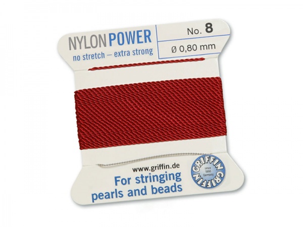 Griffin Nylon Power Beading Thread & Needle ~ Size 8 ~ Garnet