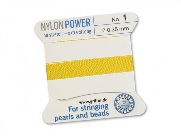 Griffin Nylon Power Beading Thread & Needle ~ Size 1 ~ Yellow