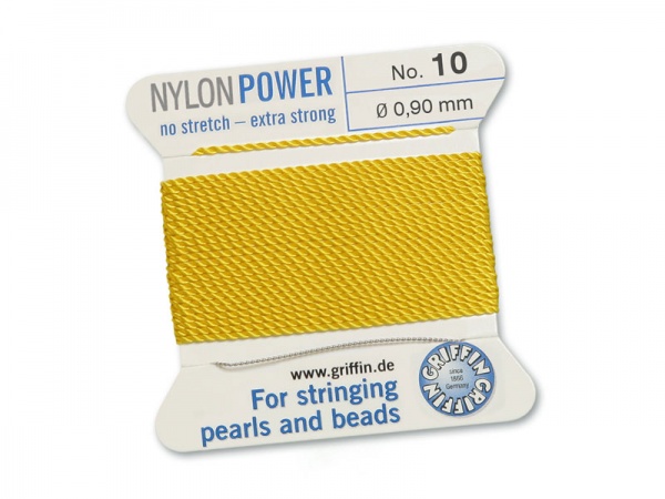 Griffin Nylon Power Beading Thread & Needle ~ Size 10 ~ Yellow