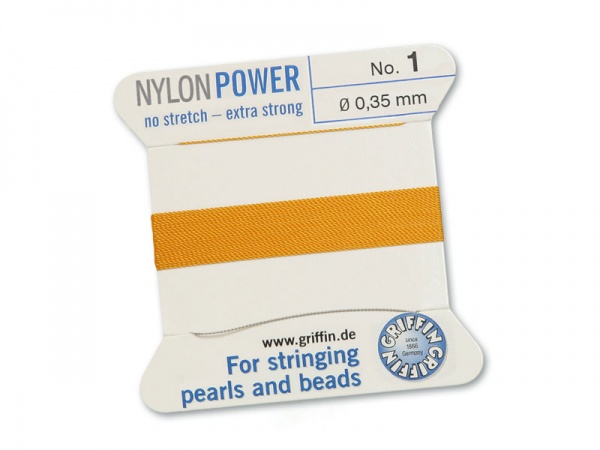 Griffin Nylon Power Beading Thread & Needle ~ Size 1 ~ Amber