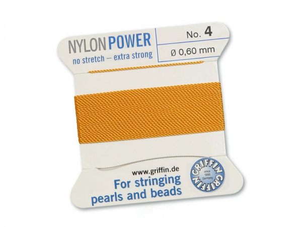 Griffin Nylon Power Beading Thread & Needle ~ Size 4 ~ Amber