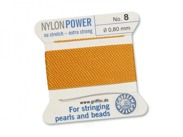 Griffin Nylon Power Beading Thread & Needle ~ Size 8 ~ Amber