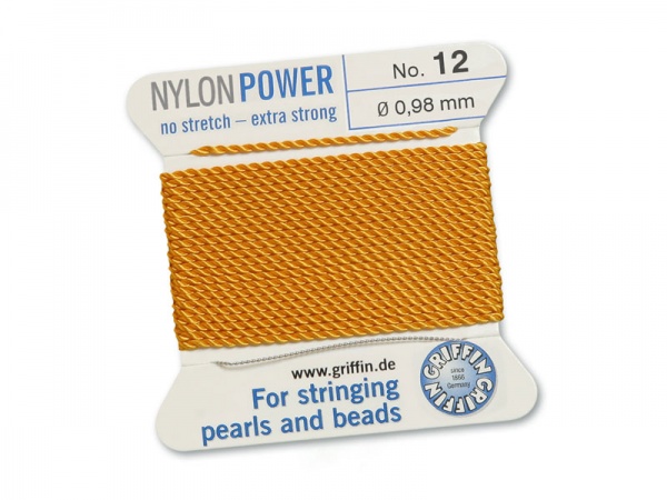 Griffin Nylon Power Beading Thread & Needle ~ Size 12 ~ Amber